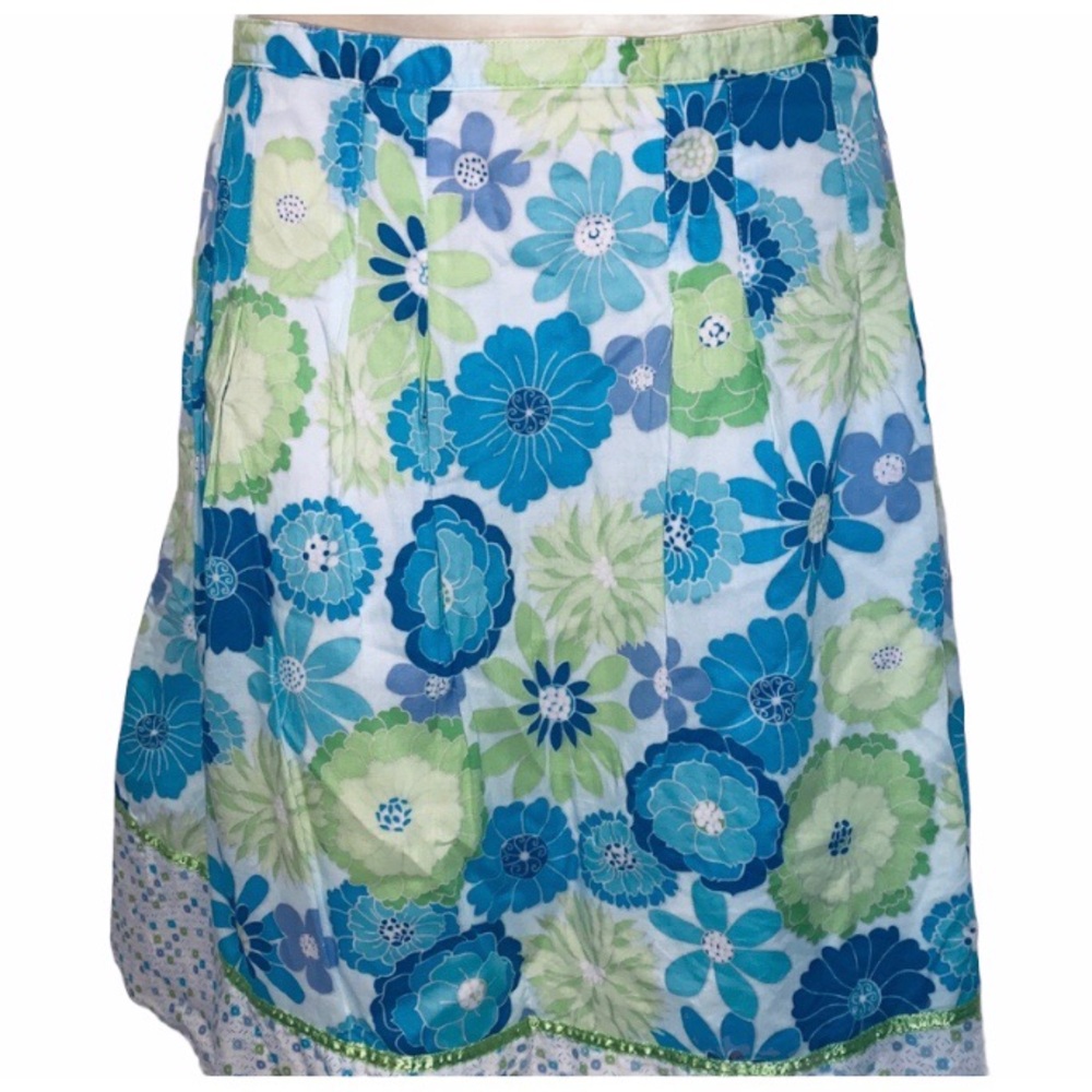 Izod Blue and Green Floral A-Line Skirt
